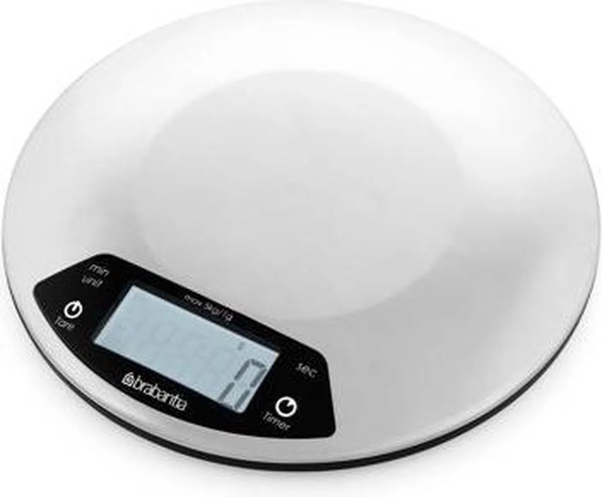 Brabantia digitale keukenweegschaal met kookwekker als cadeau voor een student